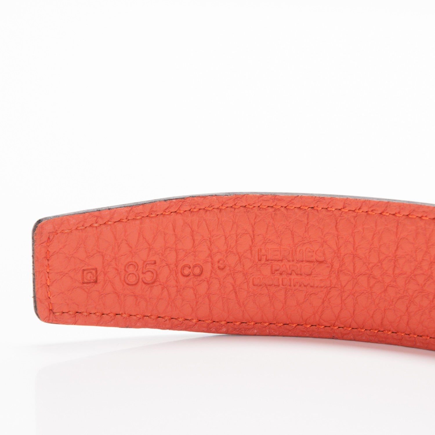 Hermes Box Togo 32mm Idem H Belt 85 Black Orange 4 of 6
