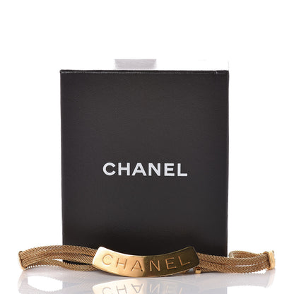 Chanel Metal Mesh Logo Choker Necklace Gold 5 of 5