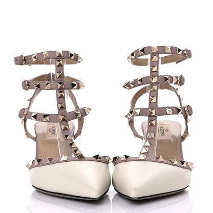 Valentino Garavani Calfskin Rockstud Ankle Strap 65mm Pumps 39 Light Ivory Poudre 2 of 11