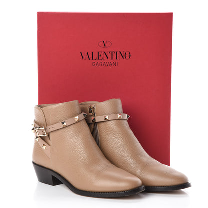 Valentino Garavani Grained Calfskin Rockstud Single Buckle 35mm Cowboy Ankle Boots 36 Alpaca 8 of 8