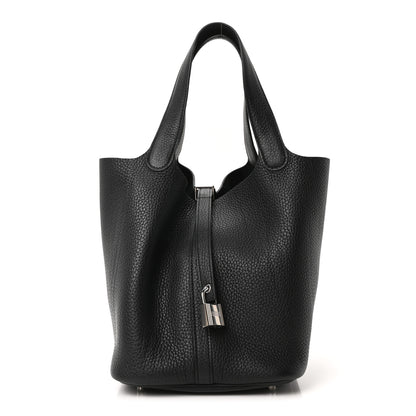 Hermes Taurillon Clemence Picotin Lock 22 MM Black 1 of 10