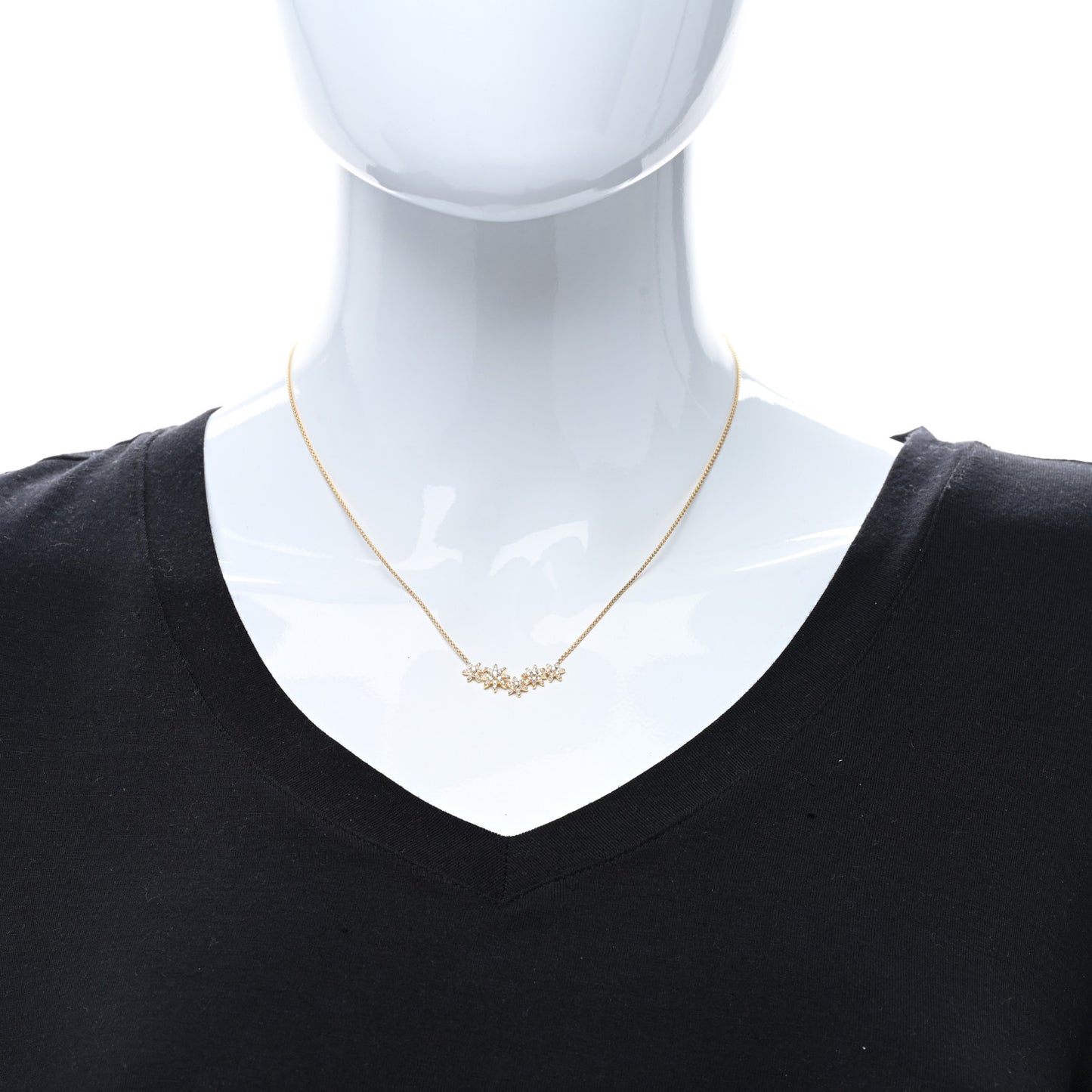 18K Yellow Gold Diamond Starburst Cluster Station Necklace