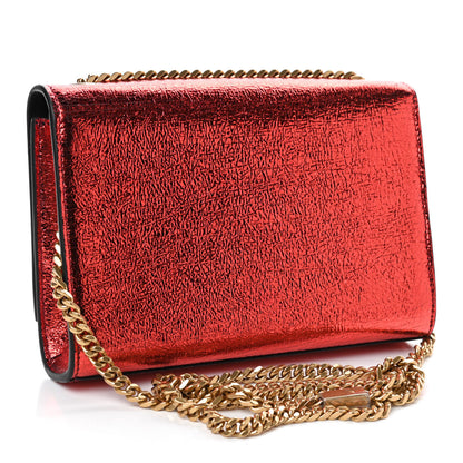 Saint Laurent Metallic Calfskin Small Classic Monogram Kate Satchel Red 2 of 4