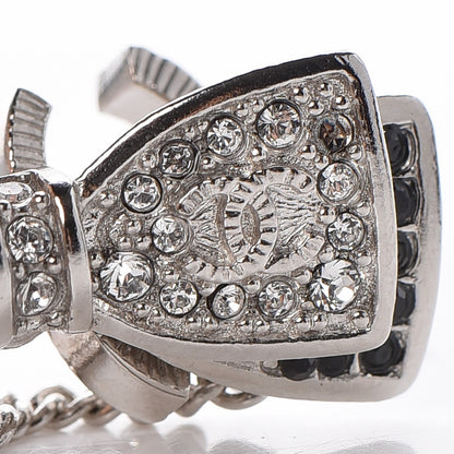 Chanel Crystal CC Bow Necklace Silver Black 5 of 7