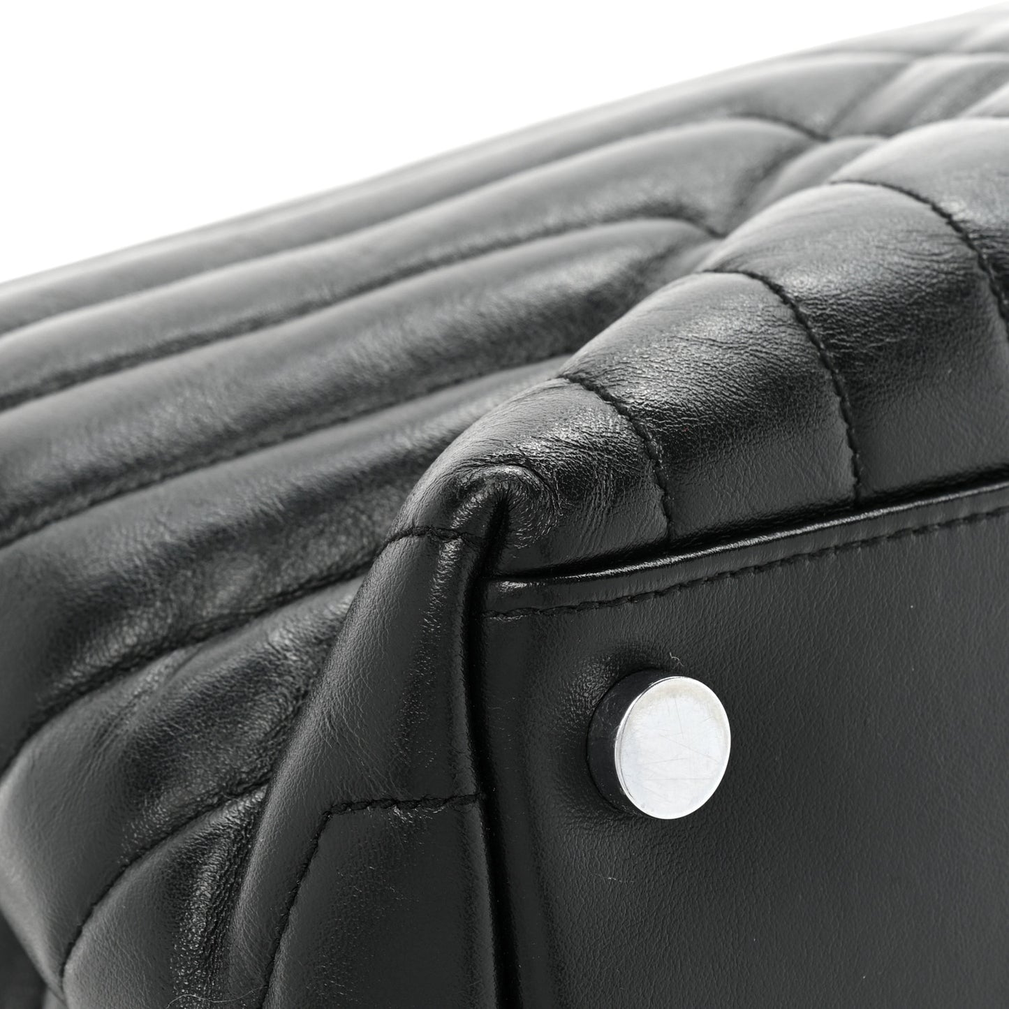 Calfskin Y Quilted Monogram Large Loulou Chain Satchel Black