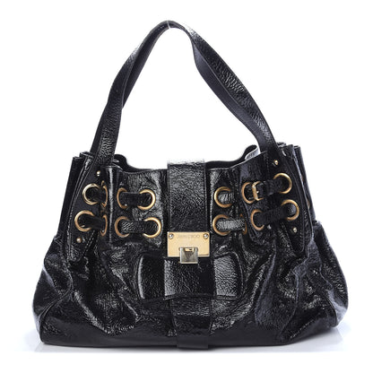 Jimmy Choo Crushed Patent Riki Bag Black 1 of 14