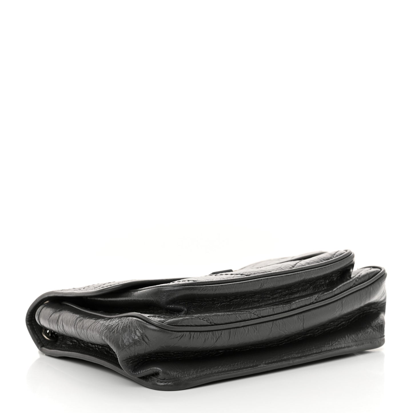 Crinkled Calfskin Matelasse Monogram Medium Niki Chain Satchel Storm