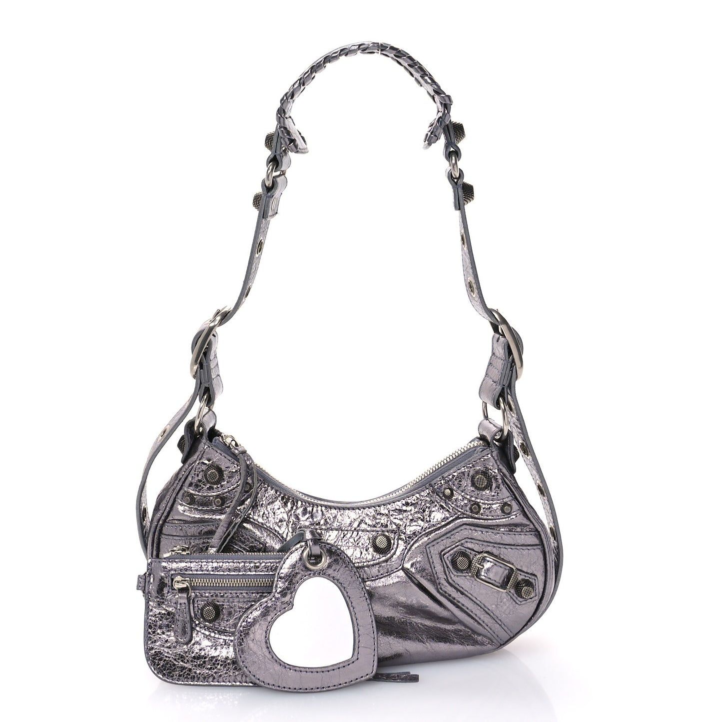 Metallic Agneau Arena Le Cagole Shoulder Bag XS Silver