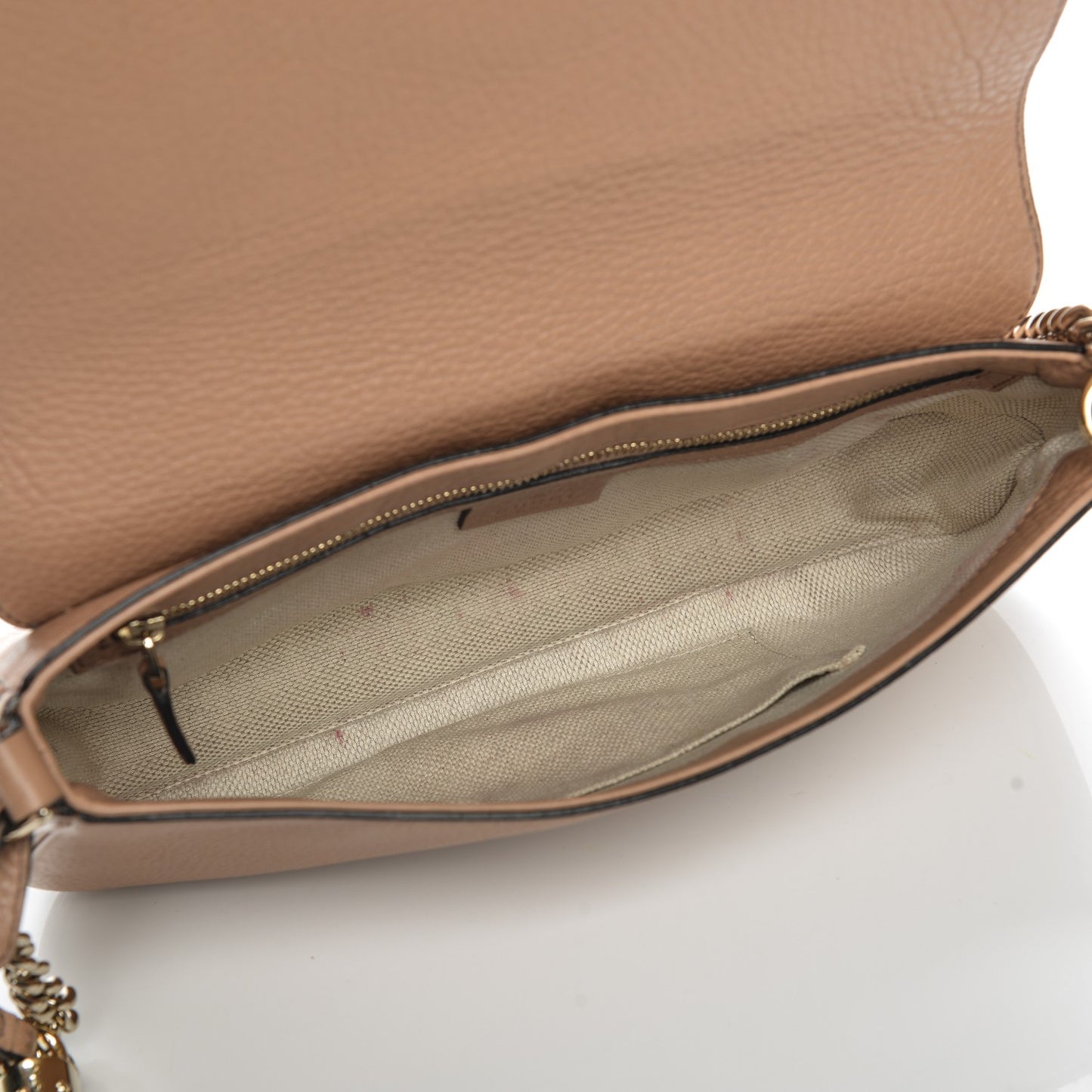 Pebbled Calfskin Medium Soho Flap Crossbody Camelia