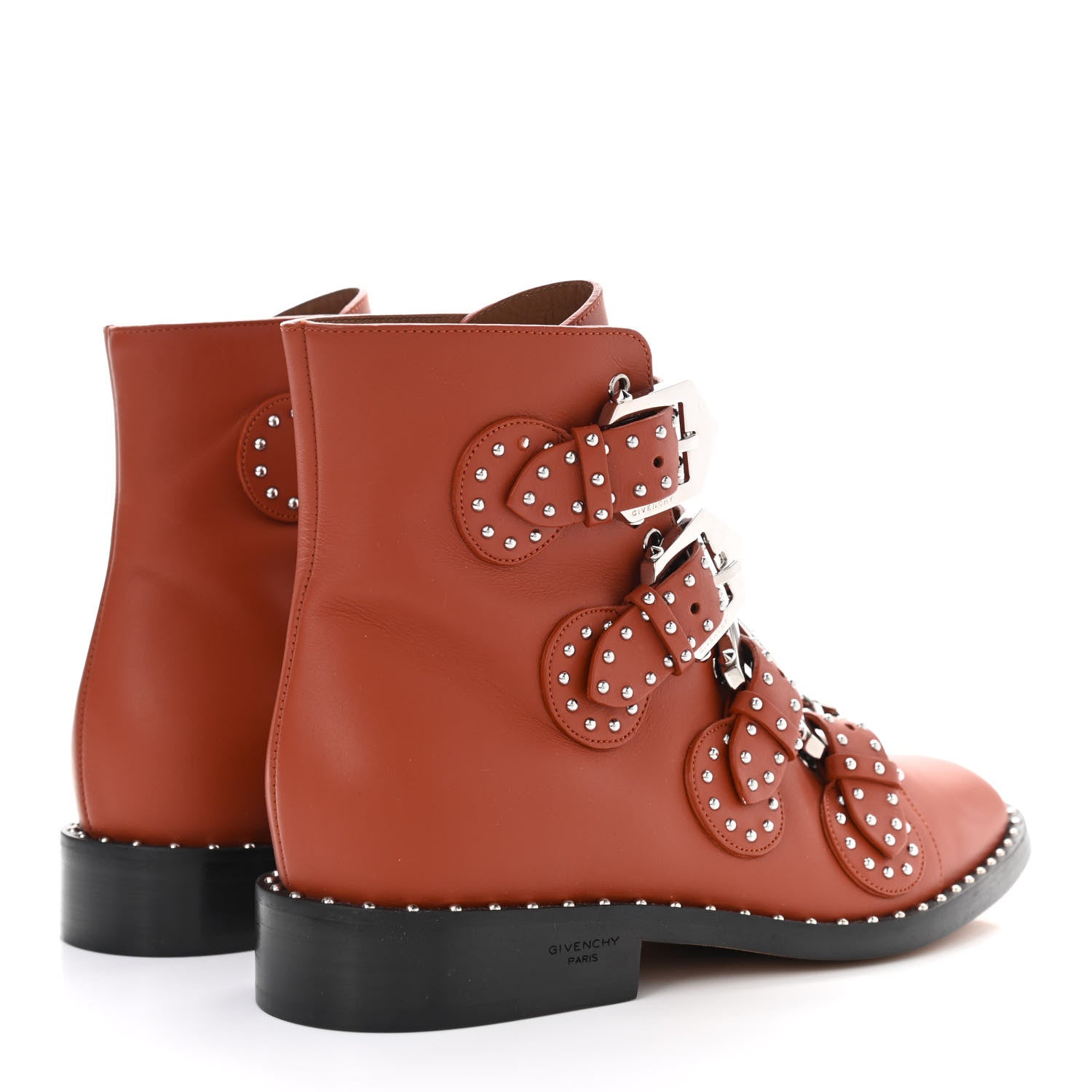 Givenchy Calfskin Studded Prue Buckle Bootie 36.5 Cognac 4 of 12