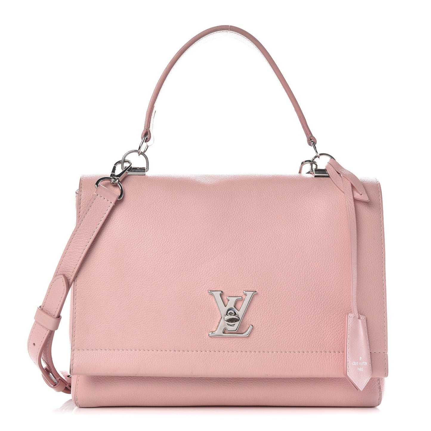 Soft Calfskin Lockme II Top Handle Rose Ballerine