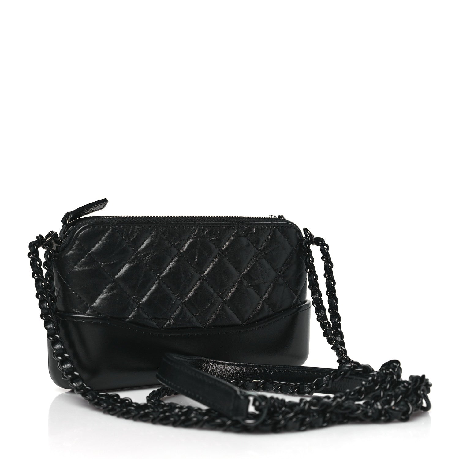 Chanel Aged Calfskin Quilted Small Gabrielle Clutch With Chain So Black 3 of 12