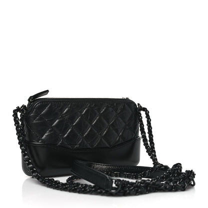 Chanel Aged Calfskin Quilted Small Gabrielle Clutch With Chain So Black 3 of 12