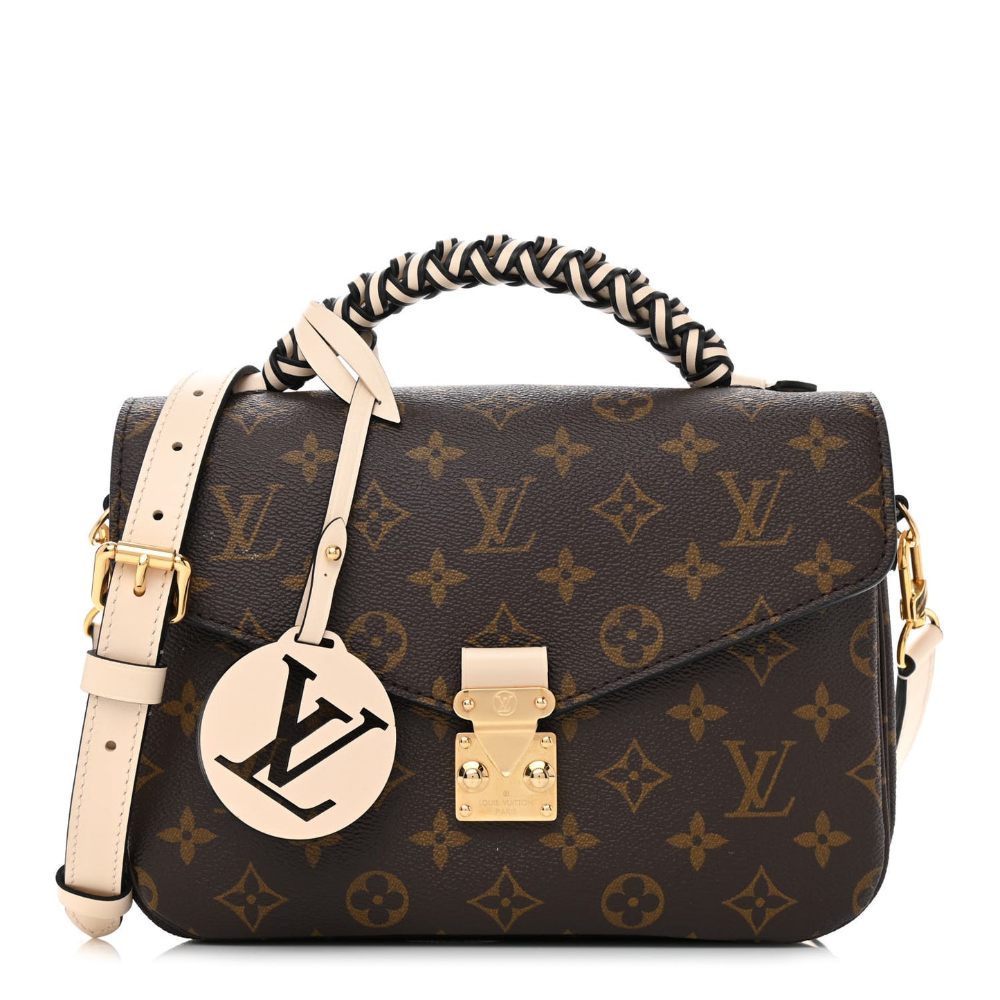 Monogram Braided Pochette Metis Creme Beige