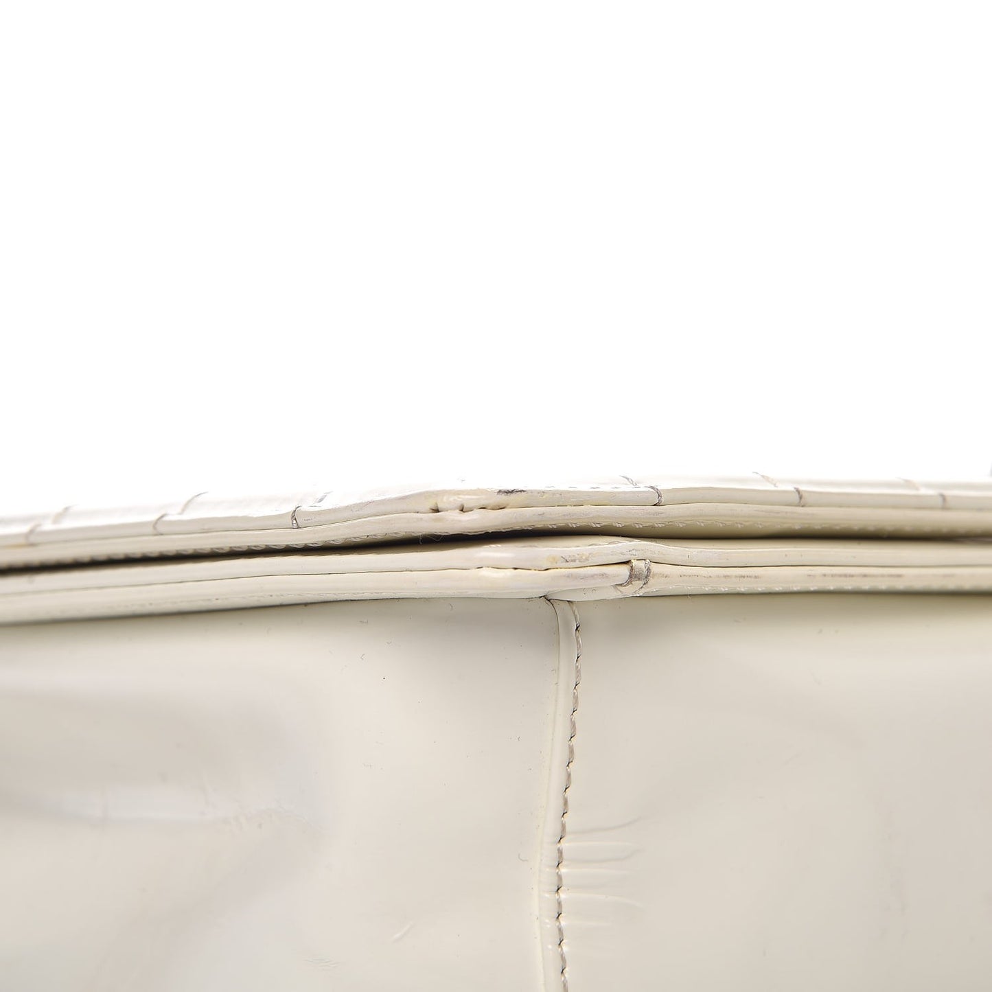 Glazed Calfskin Large Boy Flap White