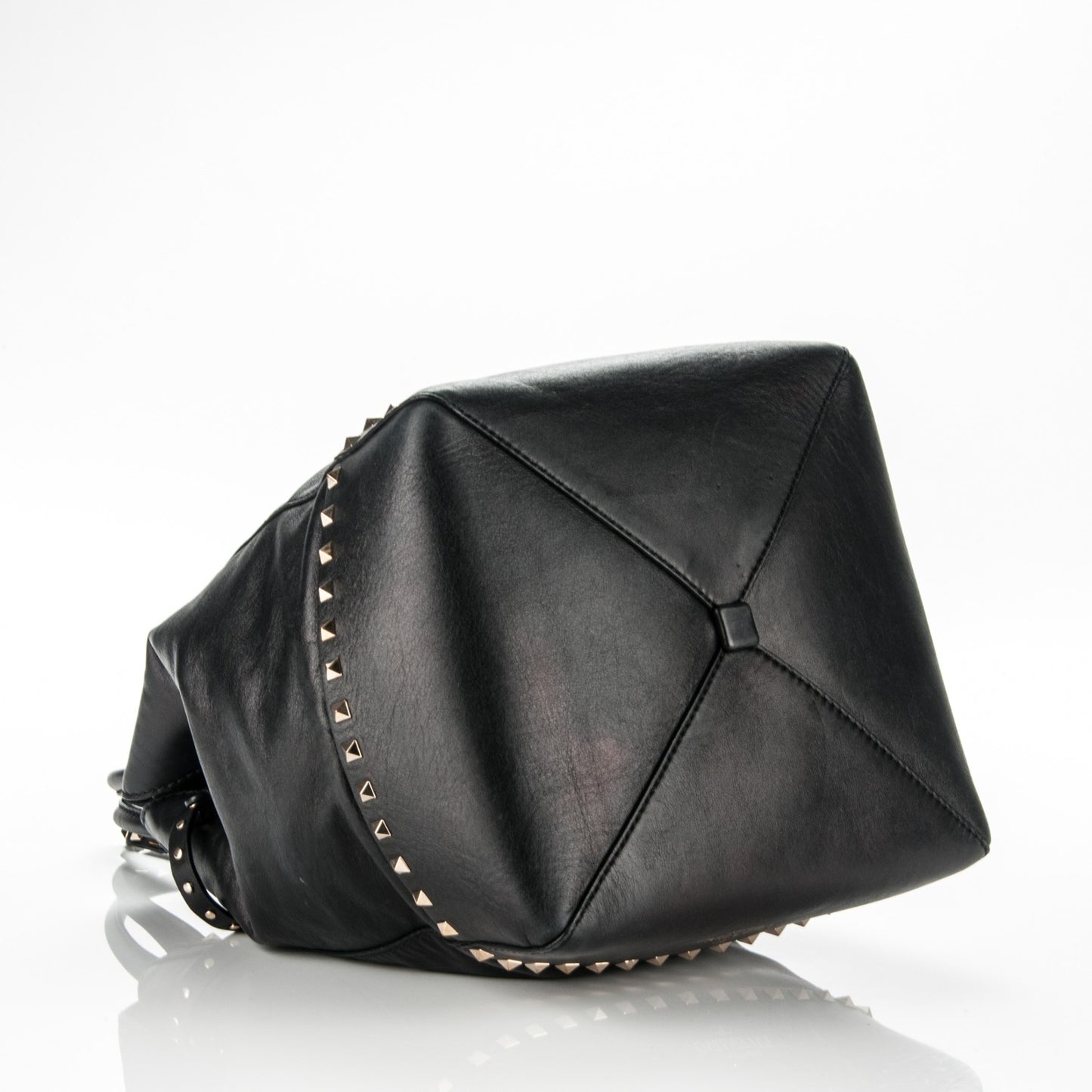 Calfskin Rockstud New Dome Bucket Tote Black