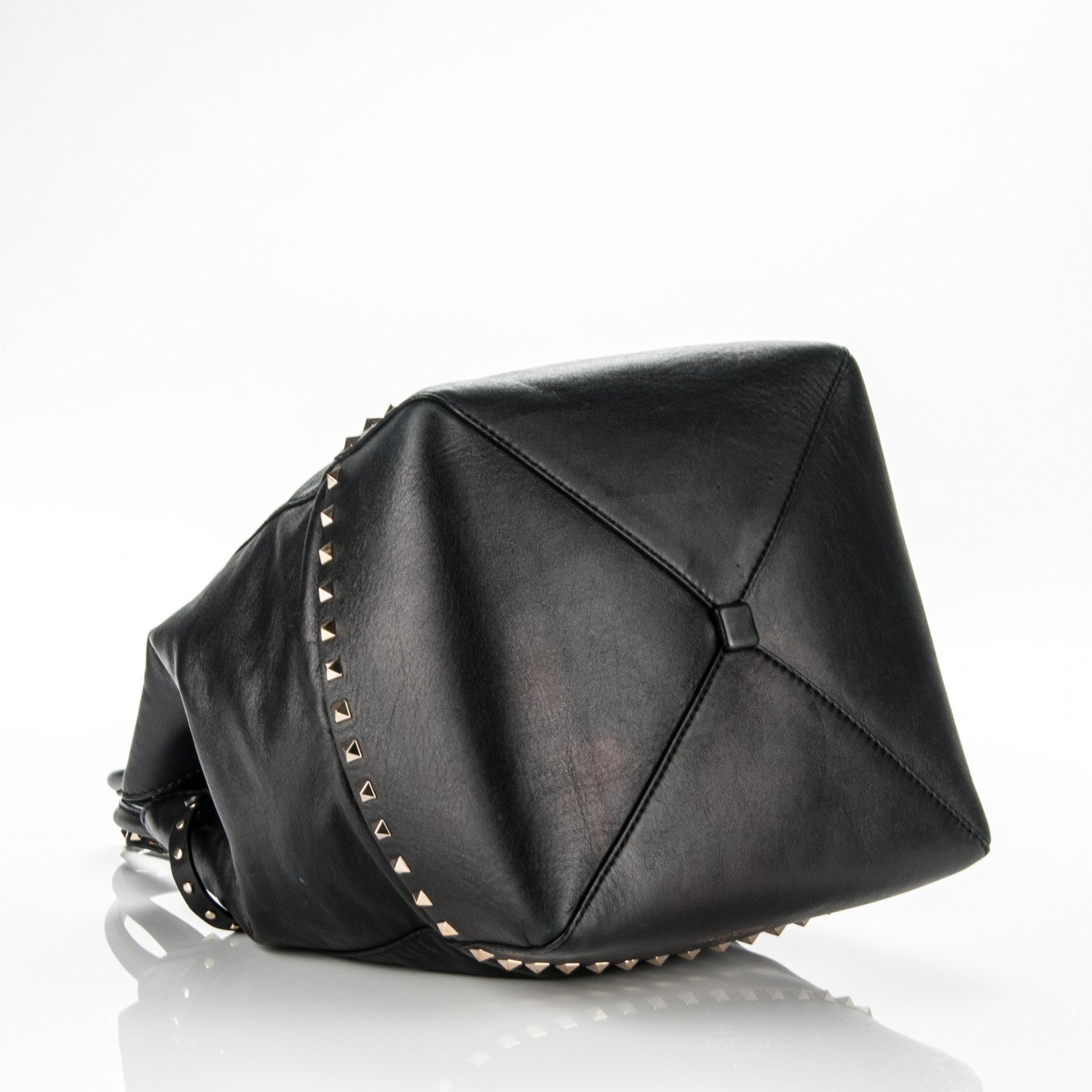 Valentino Garavani Calfskin Rockstud New Dome Bucket Tote Black 4 of 6