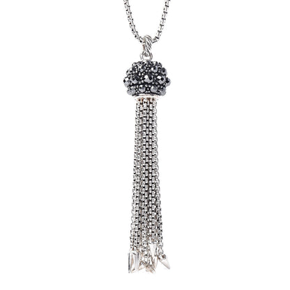 David Yurman Sterling Silver Hematine Cable Berries Tassel Pendant Necklace 4 of 5