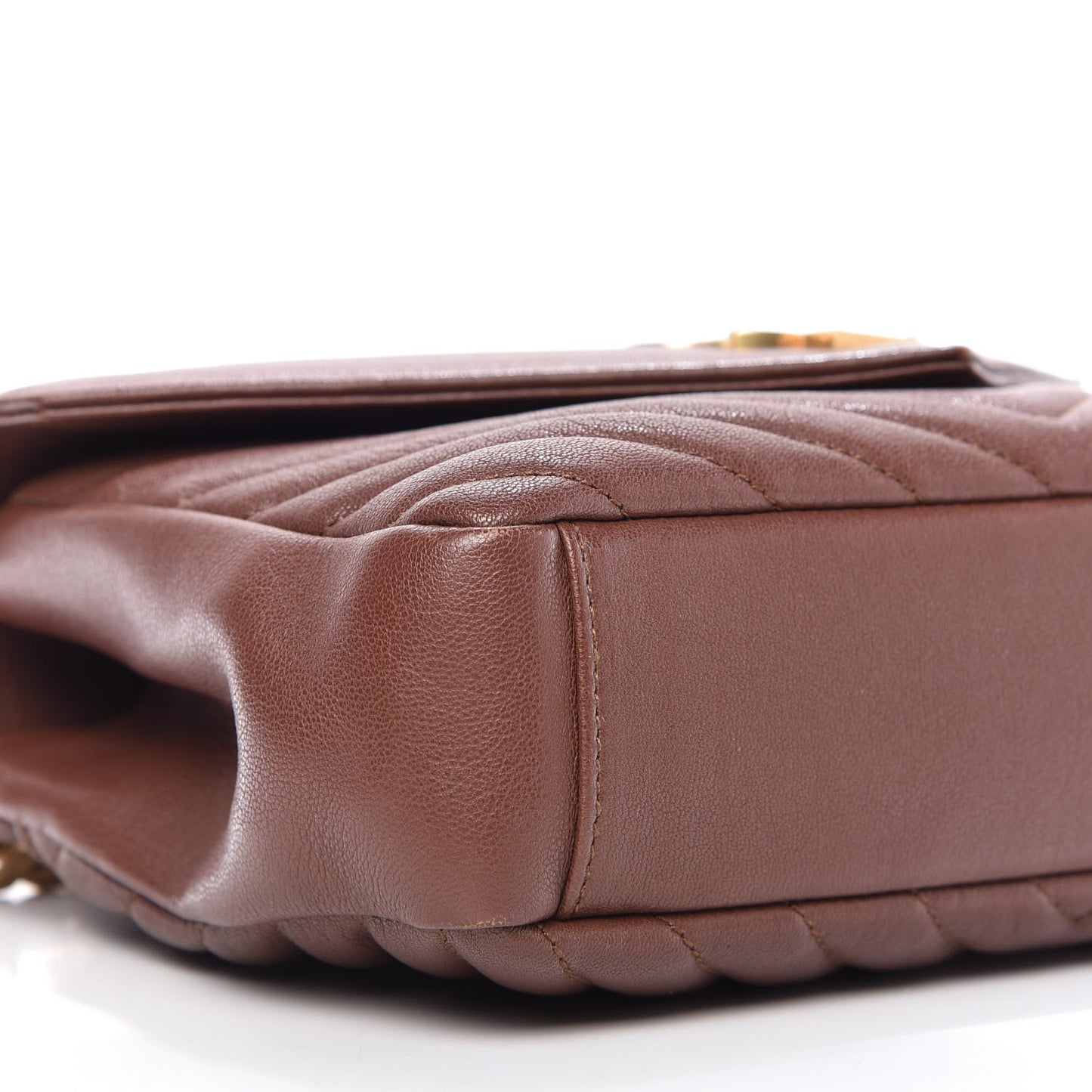 Lambskin Matelasse Chevron Monogram Medium College Bag Old Brandy