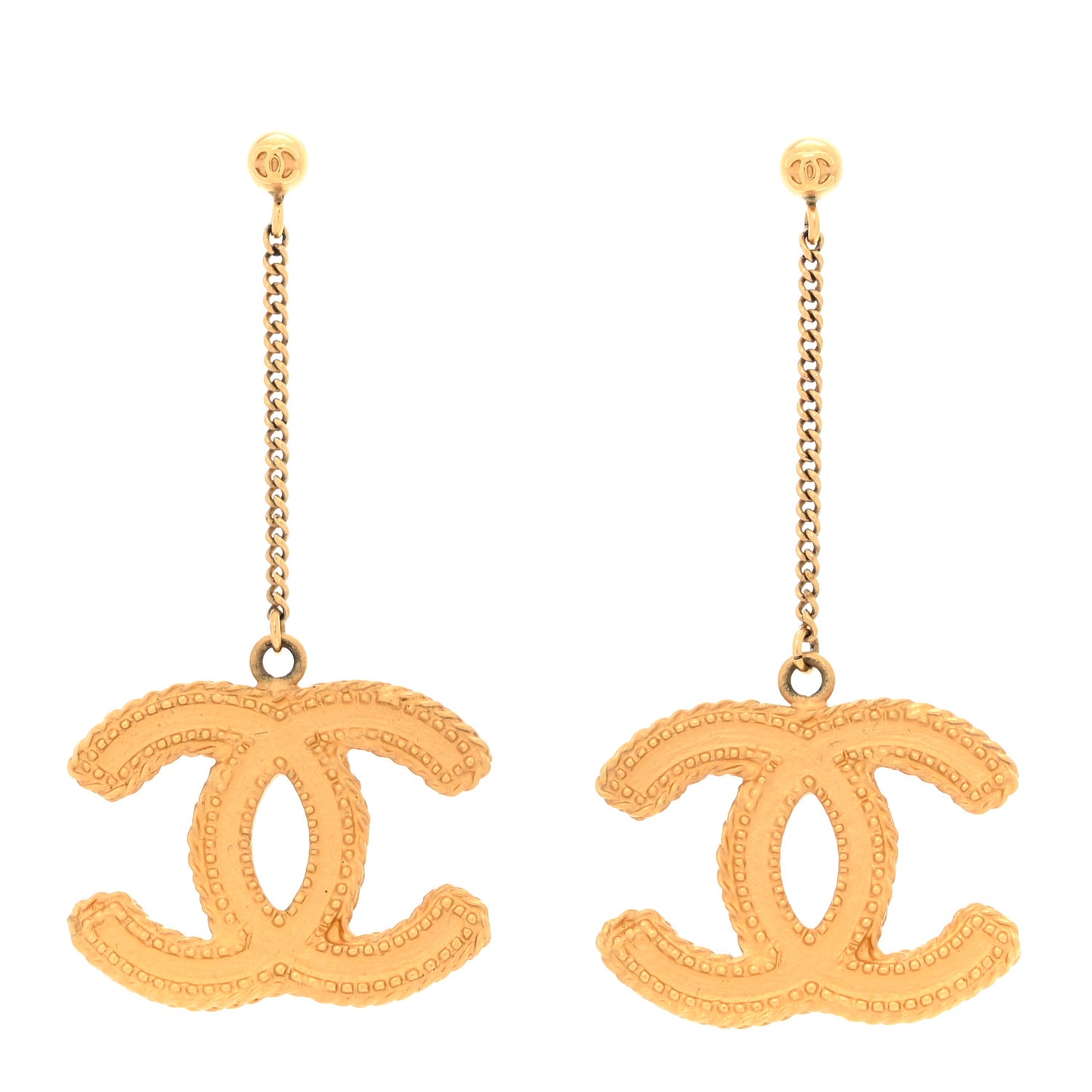 CC Drop Earrings Matte Gold