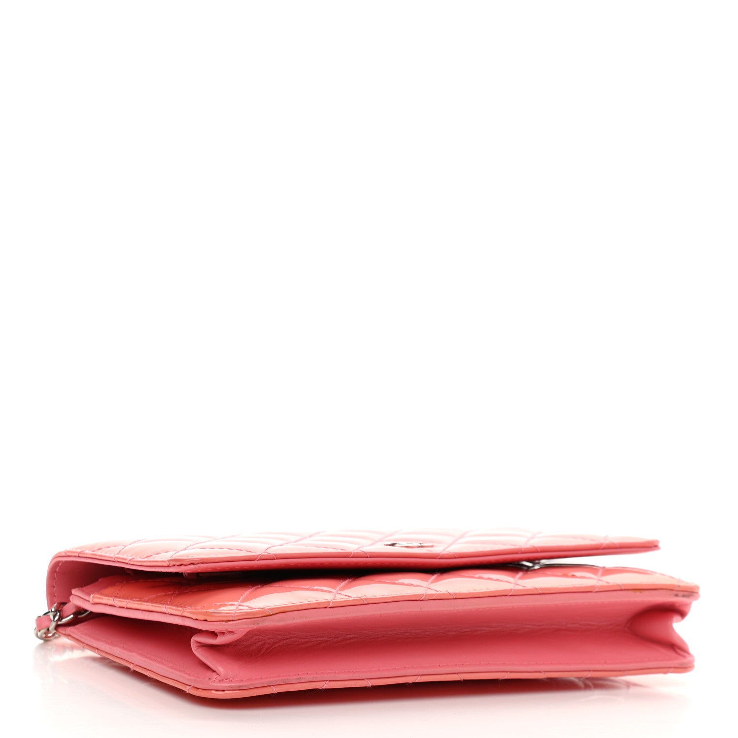 Chanel Patent Quilted Wallet On Chain WOC Coral 3 of 16