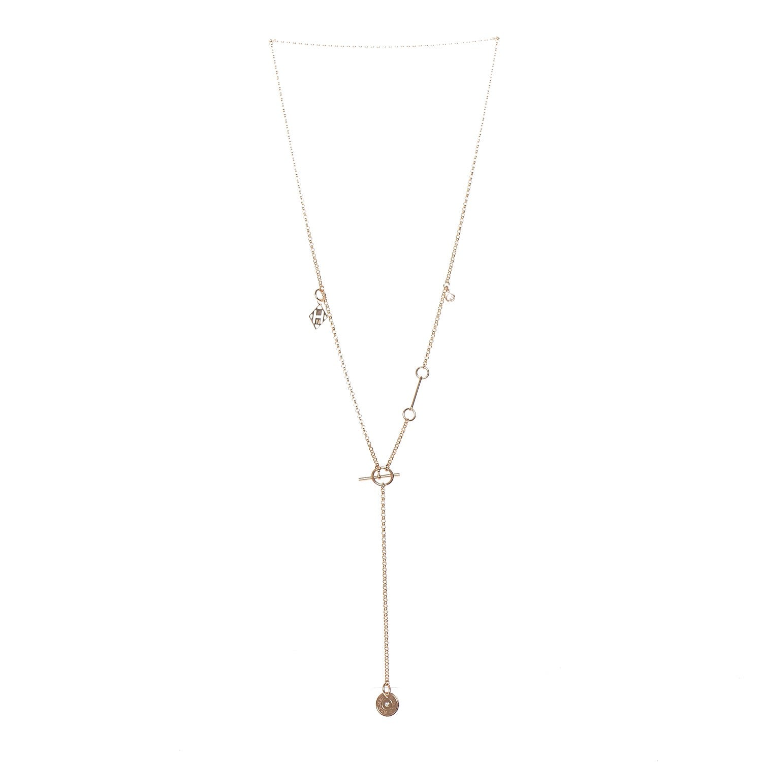 Hermes 18K Rose Gold Diamond Gambade Necklace 3 of 9