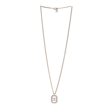 Chanel Crystal Pearl CC Geometric Chain Necklace Gold 3 of 6