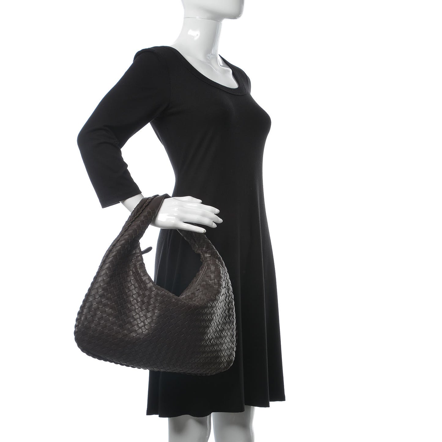 Nappa Intrecciato Medium Veneta Hobo Ebano