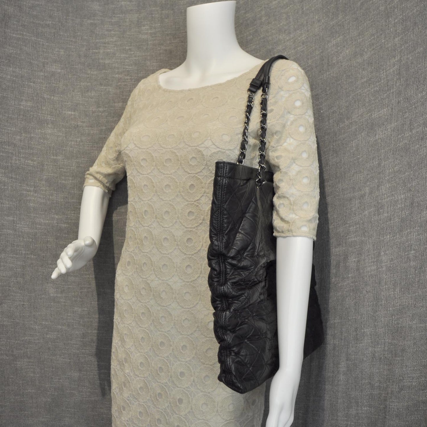 Lambskin Sharpei Shopping Tote Black