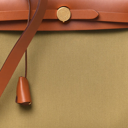 Hermes Military Toile Vache Hunter Herbag Zip Retourne 31 PM Poussiere Fauve 9 of 12