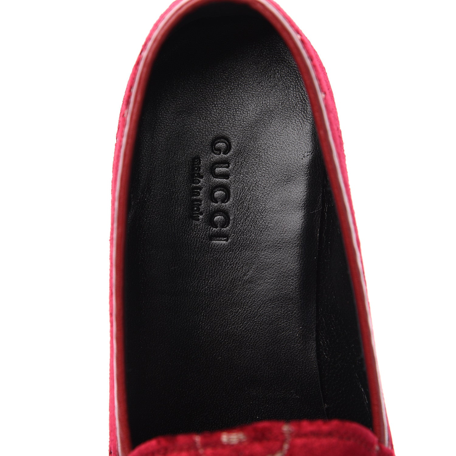 Gucci Velvet Malaga Kid GG Monogram Horsebit Womens Jordaan Loafers 38.5 Red Cipria Romantic Cerise 6 of 9
