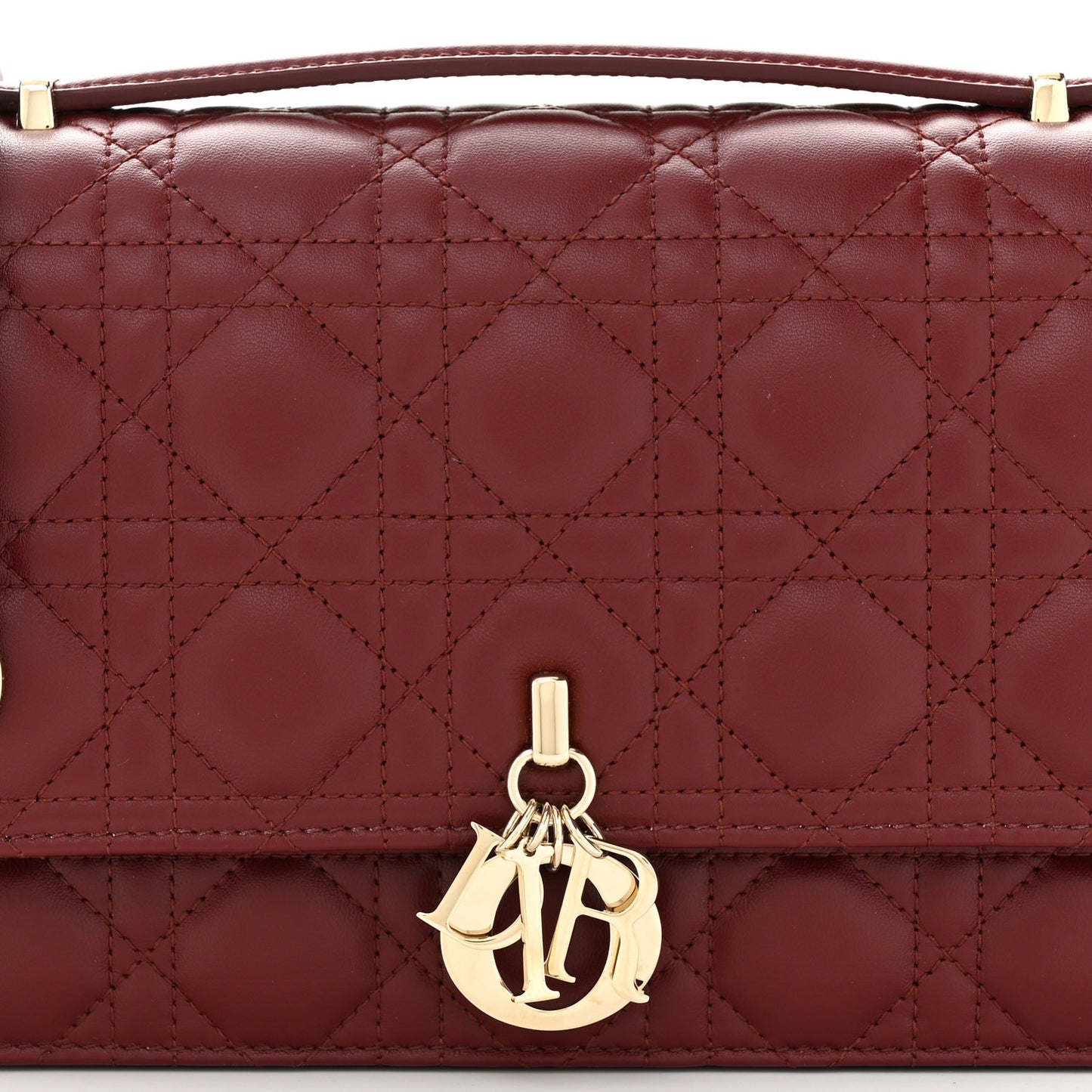 Lambskin Cannage My Dior Top Handle Bag Burgundy