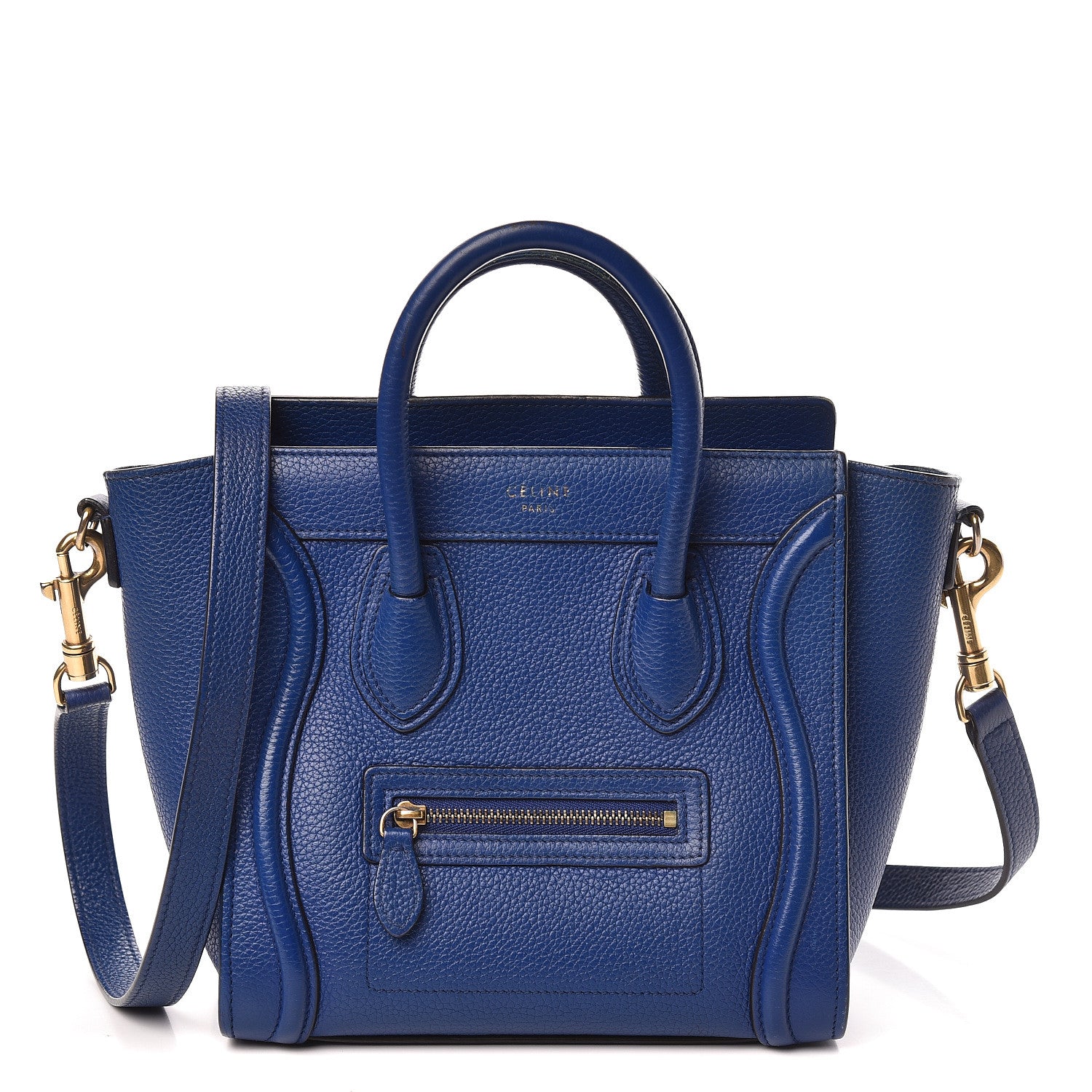 Celine Drummed Calfskin Nano Luggage Indigo 1 of 20