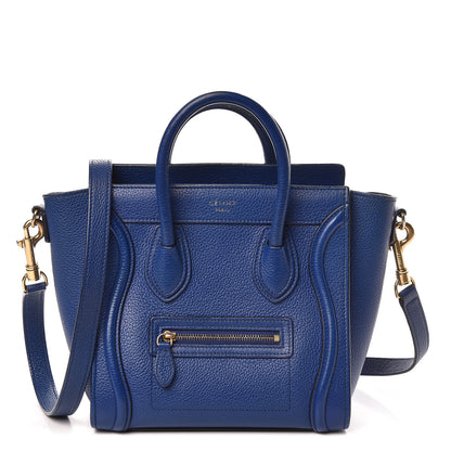 Celine Drummed Calfskin Nano Luggage Indigo 1 of 20