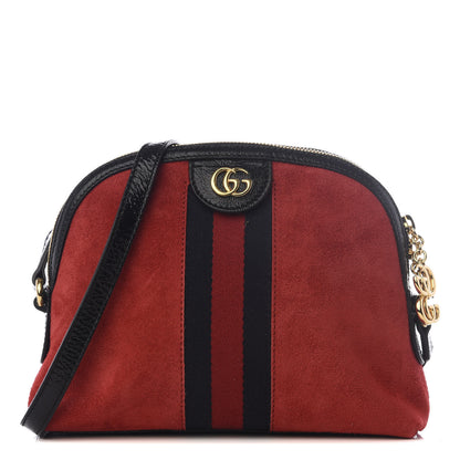 Gucci Suede Patent Web GG Small Ophidia Dome Shoulder Bag Hibiscus Red 1 of 8
