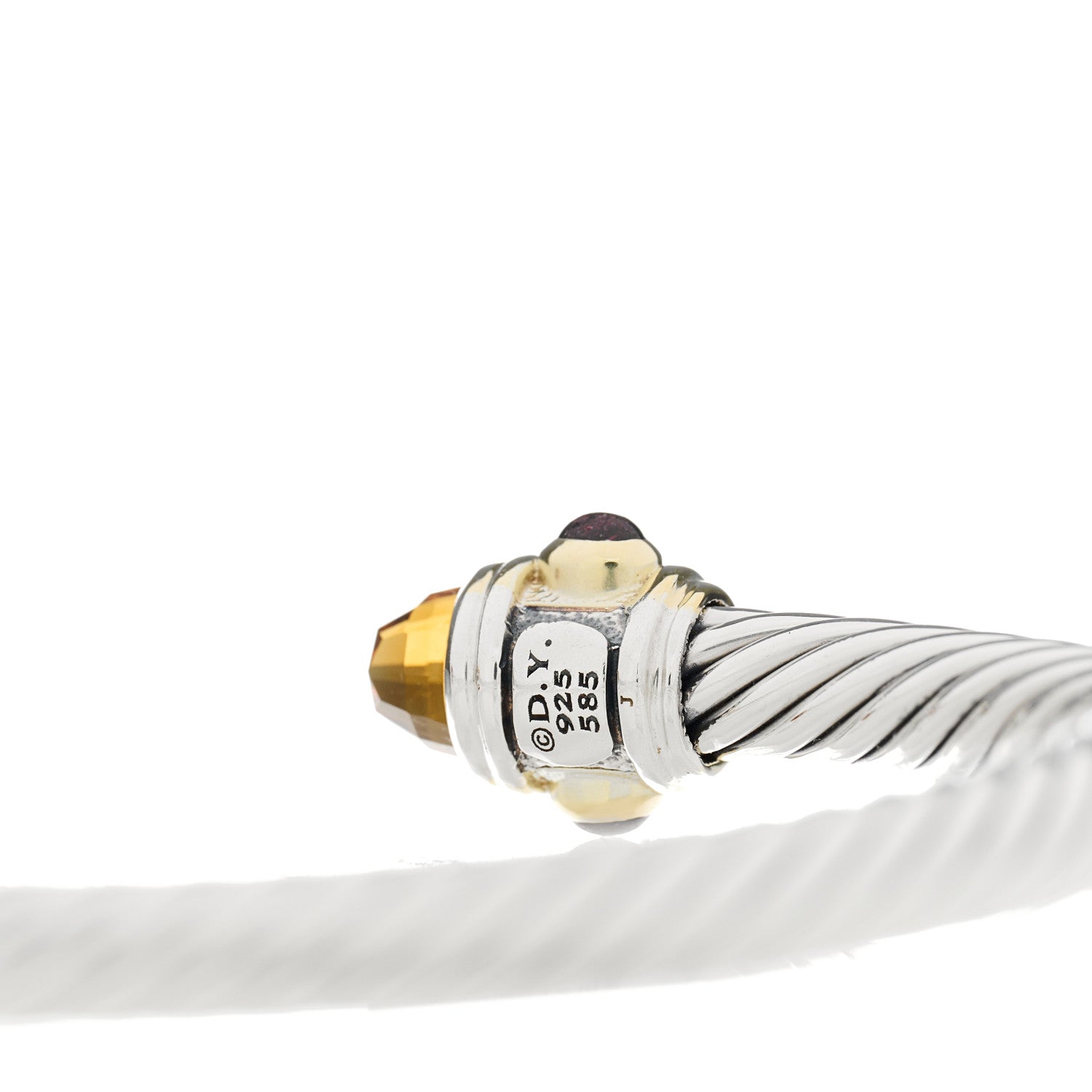 David Yurman Sterling Silver 14K Yellow Gold 5mm Citrine Pink Tourmaline Rhodolite Cable Renaissance Bracelet 3 of 3