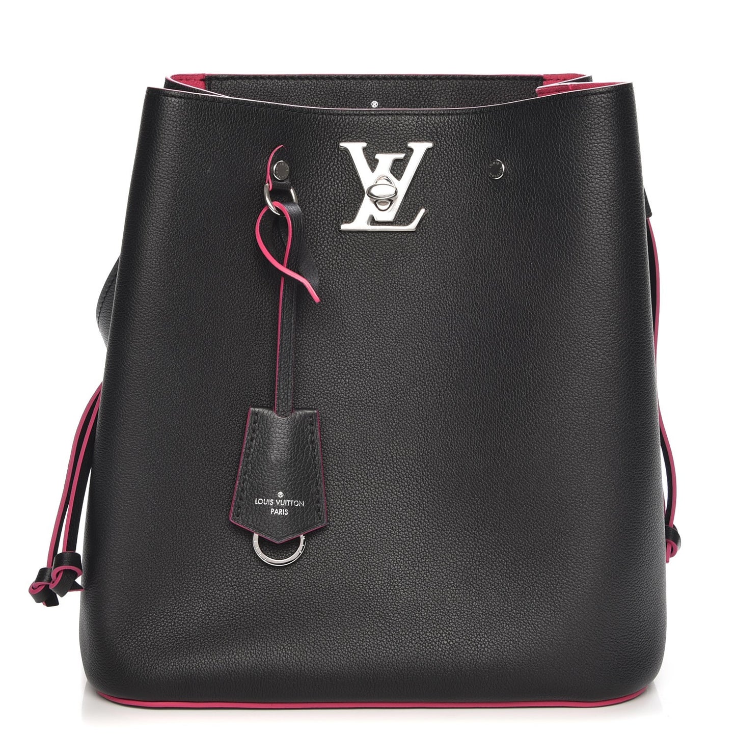 Calfskin Lockme Bucket Black
