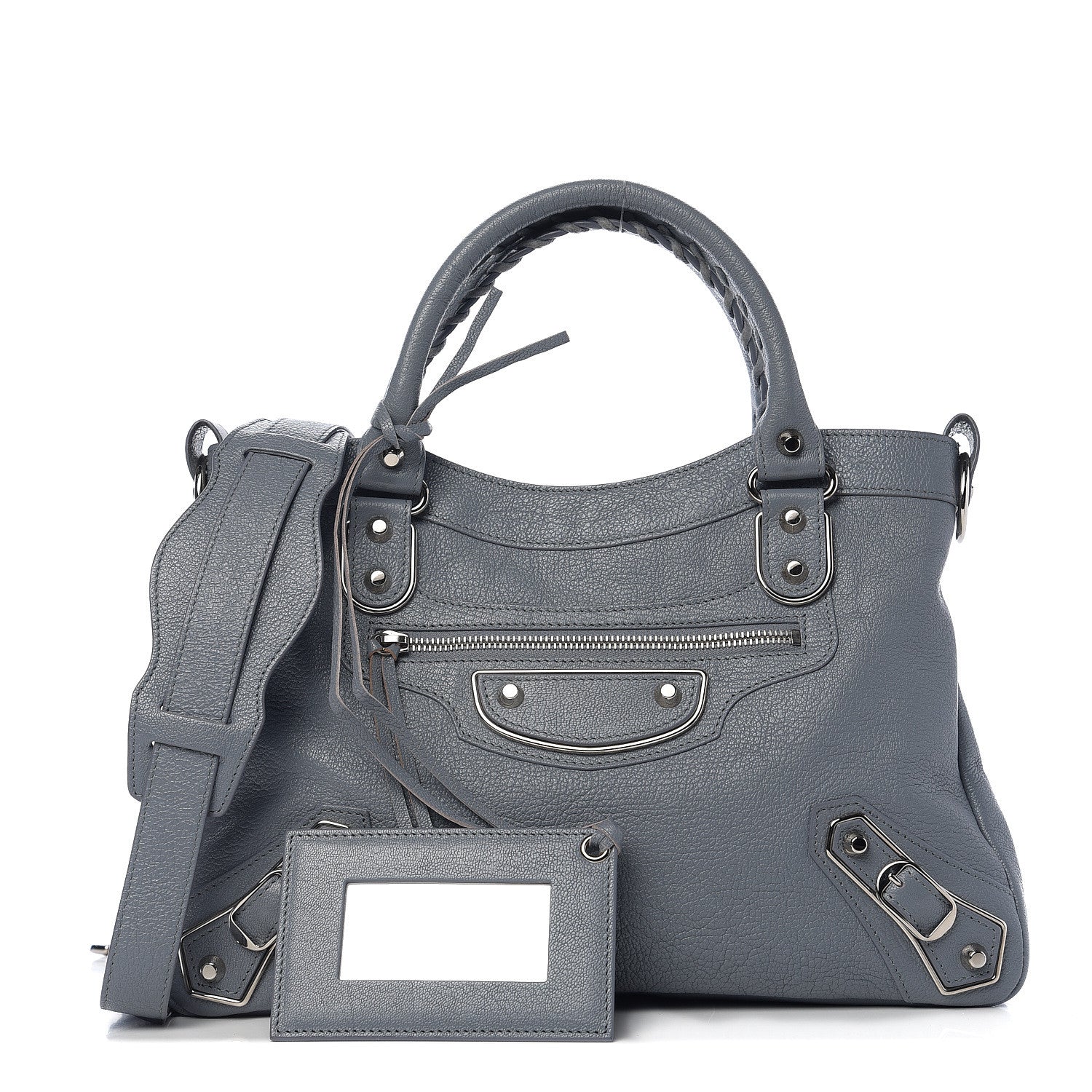 Balenciaga Chevre Silver Metallic Edge Hardware Town Bleu Acier 1 of 9