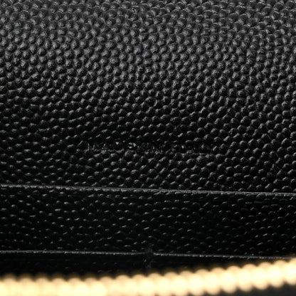 Saint Laurent Grain De Poudre Matelasse Chevron Monogram Envelope Chain Wallet Black 7 of 11