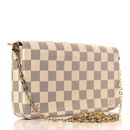 Louis Vuitton Damier Azur Pochette Felicie Chain Wallet Rose Ballerine 4 of 11