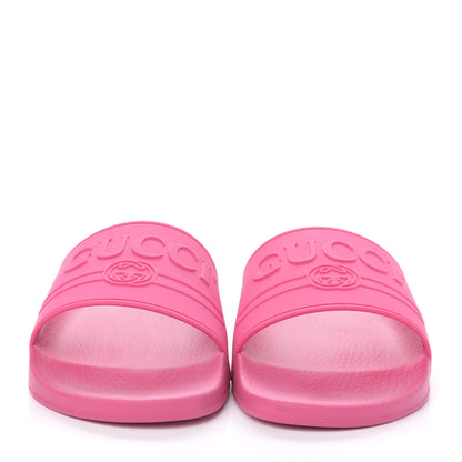 Gucci Rubber Logo Stamped Mens Slide Sandals 11 Fuchsia 2 of 8