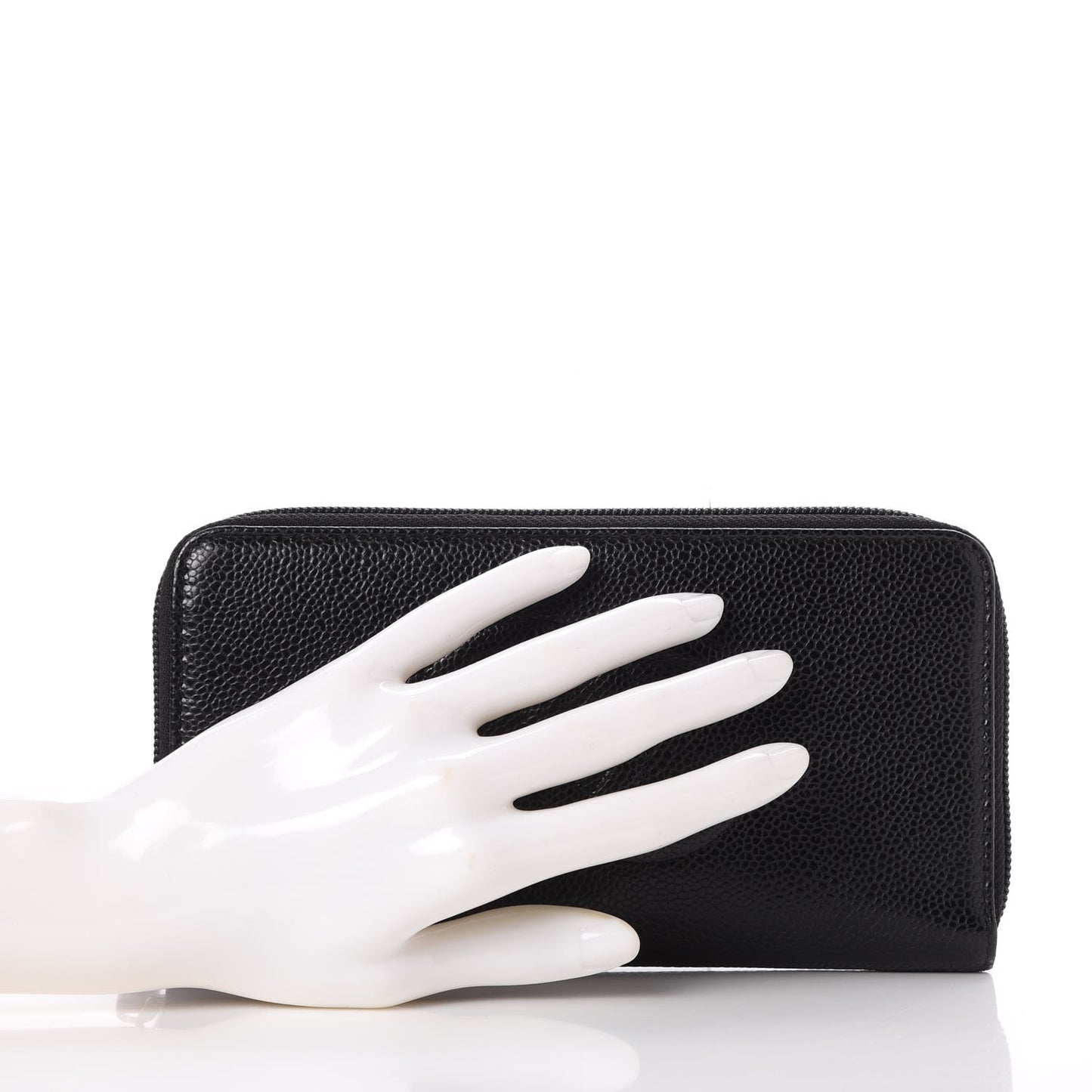 Caviar Large Timeless CC Zip Around Wallet Black