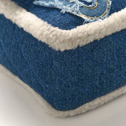 Chanel Denim Shearling Hieroglyph Flap Blue 8 of 9