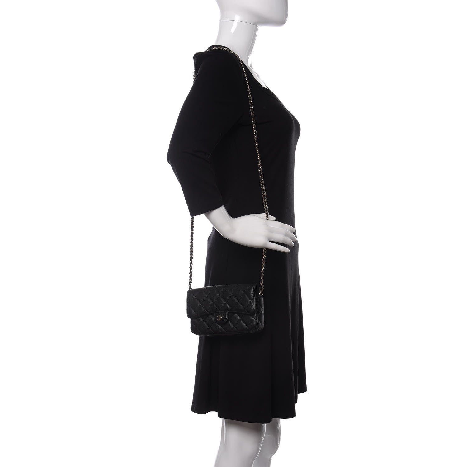 Chanel Caviar Quilted Flap Phone Holder With Chain Black 2 of 13