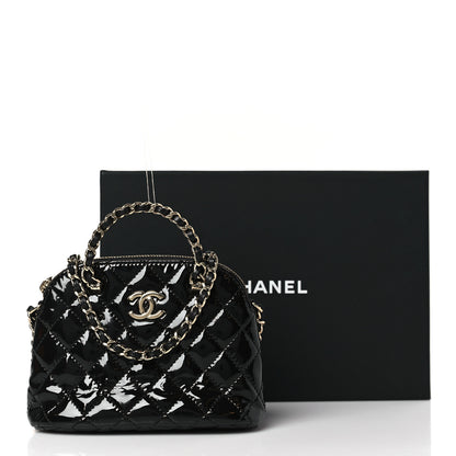Chanel Patent Calfskin Quilted Shiny Coco Clutch With Chain Black 10 of 10