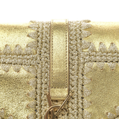 Saint Laurent Metallic Calfskin Macrame Medium College Monogram Satchel Gold 11 of 11