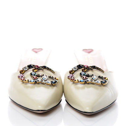Gucci Malaga Kid Crystal GG Unia Mules 39 Vintage White 2 of 9
