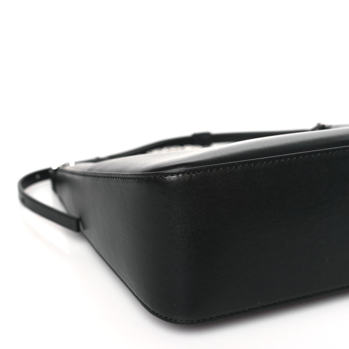 Smooth Calfskin Small Moon Cut Out Shoulder Bag Black
