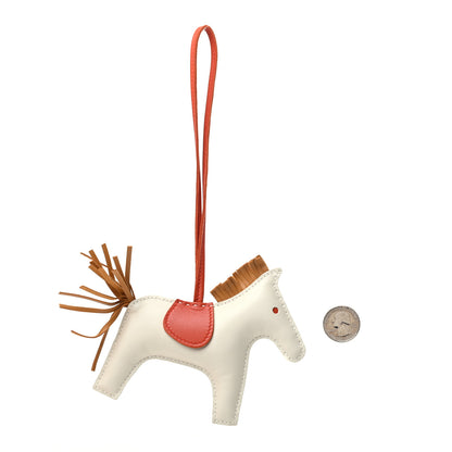 Hermes Milo Lambskin Grigri Rodeo Horse Bag Charm MM Craie Sesame Cornaline 2 of 5