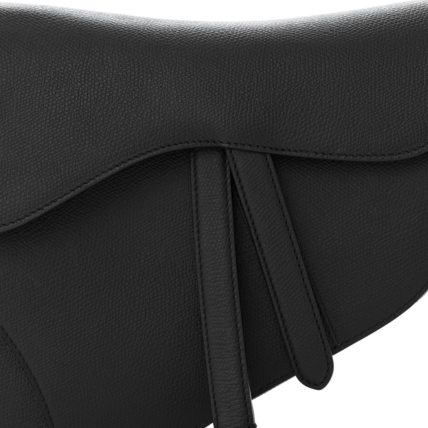 Christian Dior Grained Calfskin Saddle Bag Black 8 of 11